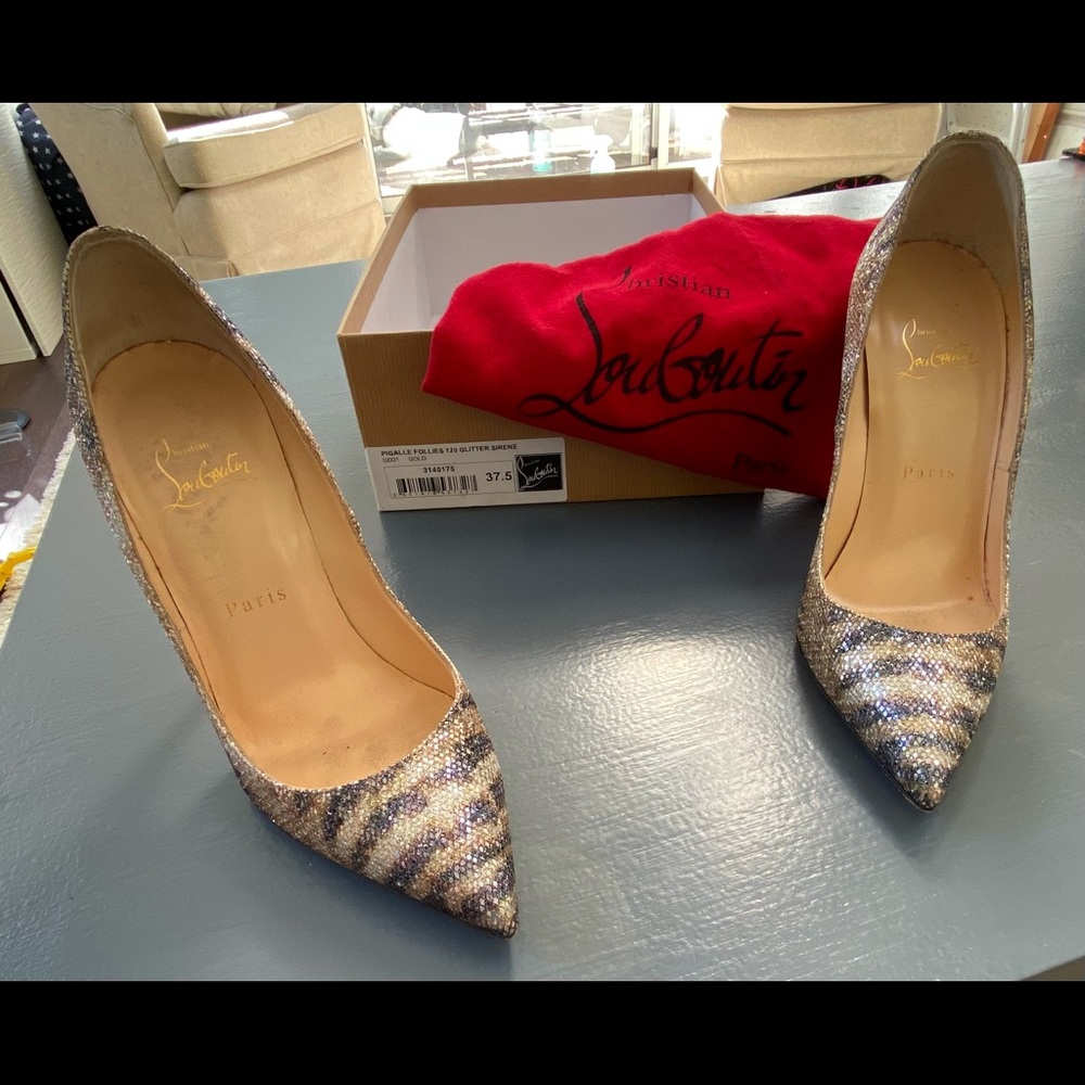 ♥️ Christian Louboutin Limited Edition Pigalle Follies 120 Glitter Sirene 37.5